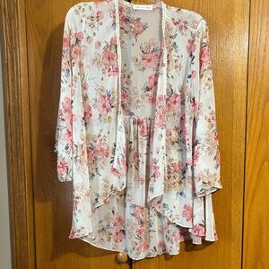 Floral Open-Front Kimono Large